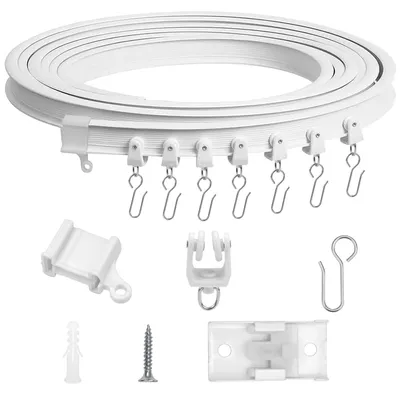 Immagine prodotto di Binario per tende flessibile - 3 m - Ruote silenziose - Bianco - Per montaggio a soffitto
