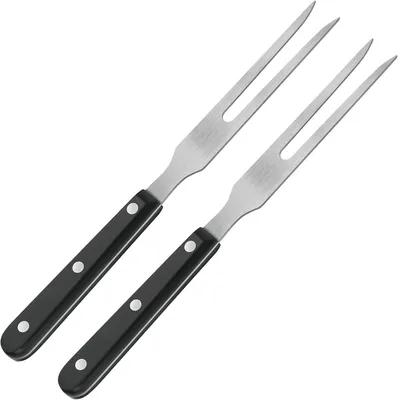 Produktbild von Tranchiergabeln, Topfgabel, Fleischgabel aus Edelstahl mit Kunststoffgriff, 27 cm lange Grillgabel, Grillgabel mit schwarzem Griff