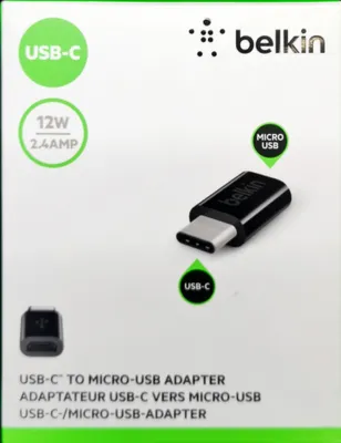 Produktbild von Belkin F2CU058BTBLK, USB C, Micro USB, Schwarz
