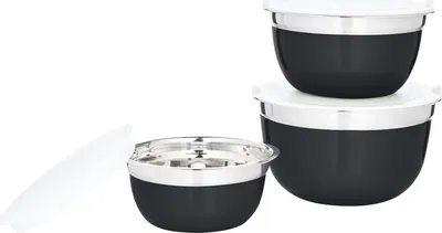 Obrázek produktu pro Sada 3Ks Misek S Víkem Prům.14,16,18Cm,Nerez,Černá