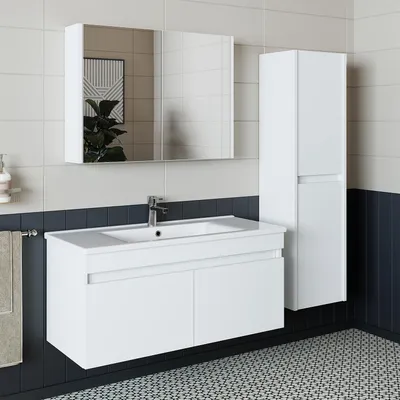 Produktbild von Roomart ATRIA-100 Badmöbel-Set 4-teilig 100 cm breit, Weiß