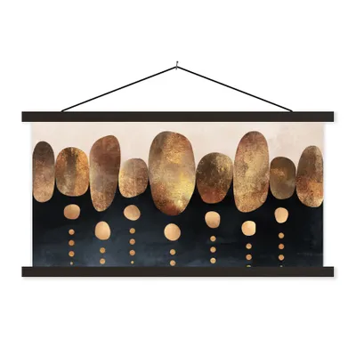 Produktbild von MuchoWow® Textilposter Gold - Abstrakt - Luxus 120x60 cm mit schwarzem Rahmen - Dekoration Schlafzimmer