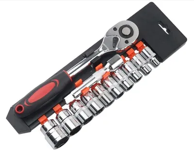 Produktbild von Drehmomentschlüssel 1/2” – 12-teiliges Set – Fahrradwerkzeug – Reversibles Ratschenmechanismus – Chrom-Vanadium-Stahl – Einstellbar 10-150 Nm