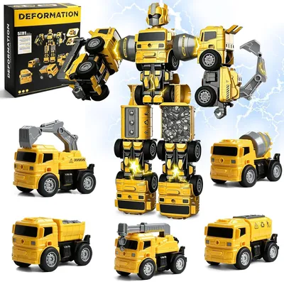 Imagen del producto de Juguete transformable 5 en 1, con 5 vehículos de construcción, versátil, ideal para niños
