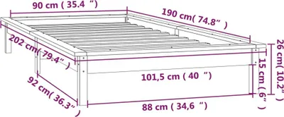 Image de vidaXL Lit en bois massif avec LEDs 90x190 cm