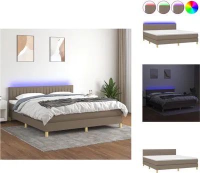 Produktbild von vidaXL Boxspringbett mit Matratze & LED Taupe 180x200 cm Stoff -  Betten & Bettgestelle