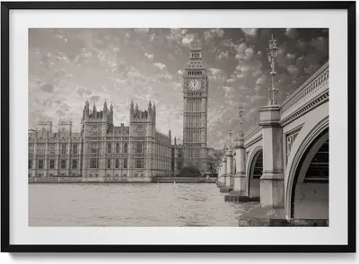 Produktbild von London England Big Ben– Wandbild mit Rahmen – Gerahmtes Bild  – Wanddekoration – 100x70 cm –  Schwarz Rahmen