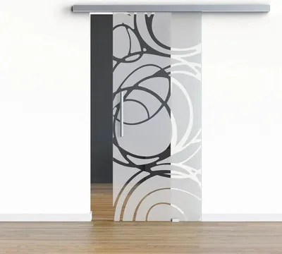Produktbild von Pertura Glasschiebetür Komplettset Glera Mystic 02 900x2175 mm Rechts inkl. Beschlag Selir Aluminium Edelstahloptik,Stan