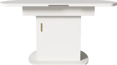 Produktbild von Flieks Ausziehbarer Esstisch Küchentisch mit Stauraum, Oval Esszimmertische Esstische mit Staufach, 130x70x75cm, Weiß Gold