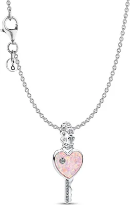 Pandora 21529 Damen-Halskette Silber Schmuckset Opalisierender Herz-Schlüssel 1