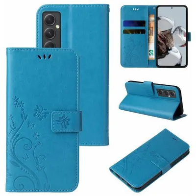 Produktbild von Kunstleder Flip-Hülle Floral für Samsung Galaxy A54 5G - Farbe: Blau - Modellkompatibilität: Für Samsung Galaxy A55 5G
