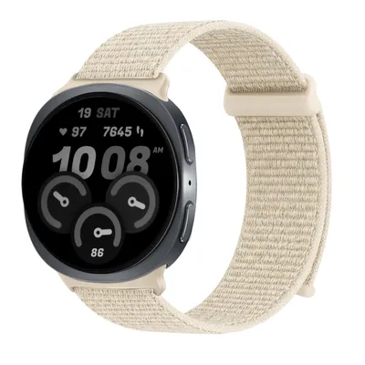 Produktbild von Smartwatch Armband für Samsung Galaxy Watch8 44mm Nylon Textil Band Ersatzband Wechselband Klettverschluss flexibel atmungsaktiv Beige