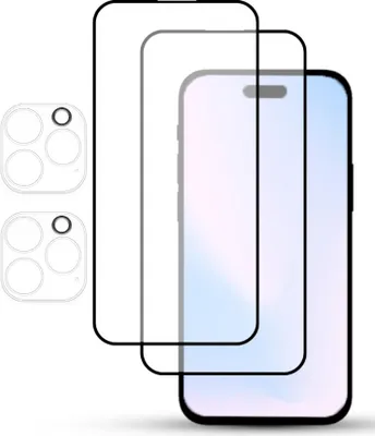Produktbild von 2-Pack iPhone 14 Pro Displayschutzfolie & 2-Pack Kameraschutz - Gehärtetes Glas 9H - Super Qualität 3D
