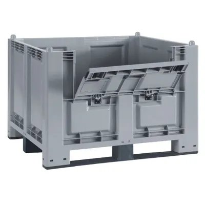 Produktbild von Palettenbox mit Kommissionierklappe und 3 Kufen, LxBxH 1200x800x850 mm