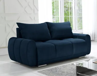 Produktbild von Easy4You Premium 2 Sitzer Sofa 186 cm Blau Monolith – Modernes Samtsofa Federkernpolsterung