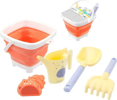 Produktbild von Mochtoys | Strandspielzeug Set 5818 - Orange - Zusammenklappbar - Mit Eimer und Zubehör - Fördert Kreativität