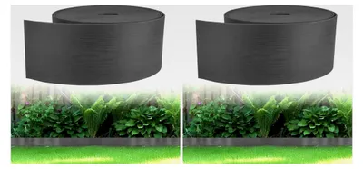 Produktbild von Flexible Rasenkante aus Kunststoff 10m, Höhe 8cm - Rasen Beeteinfassung in Holzoptik - Rundum Beetumrandung - Wetterbeständige Rasenbegrenzung in Anthrazit (Packung mit 2)