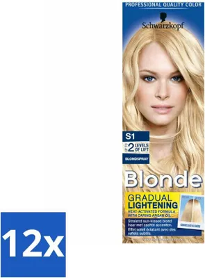 Imagen del producto de Schwarzkopf - Spray para rubios - Blonde Super S1 - Pack ahorro - 12 unidades