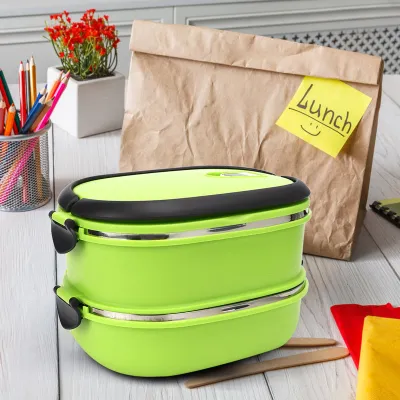 Produktbild von Tragbare Isolierung Thermo Thermal Edelstahl Lunch Box Food Container für Outdoor PicknickDouble Layer