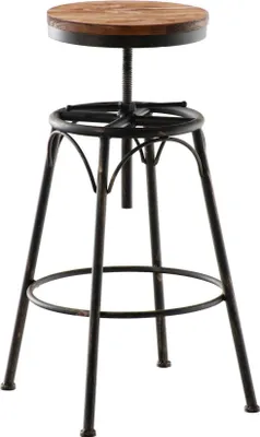 Produktbild von Barhocker im Industriedesign – Barhocker aus Holz und Metall – höhenverstellbar und