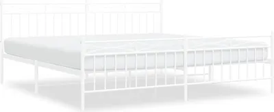 Imagen del producto de vidaXL Somier con cabecero y piecero de metal blanco 193 x 203 cm