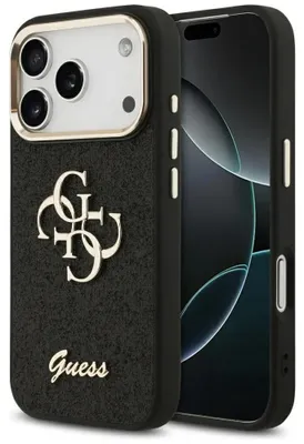 Obrázek produktu pro Guess Fixed Glitter Big 4G Metal Frame - Pouzdro iPhone 17 Pro (černý)