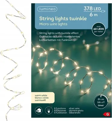 Obrázek produktu pro Lumineo Lichterkette STRING LIGHTS TWINKLE 378 LED 6 m, warm weiß