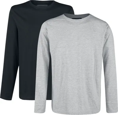Produktbild von RED by EMP Herren schwarz-graue Basic Longsleeves im Doppelpack - robustes aber angenehm zu tragendes Baumwollmaterial L