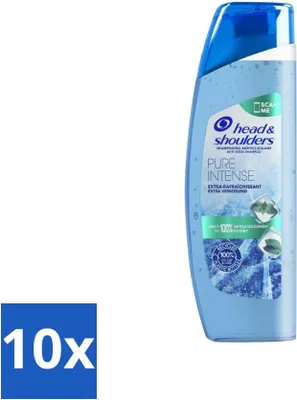 Productafbeelding van Head & Shoulders Anti-roos Shampoo – Pure Intense – Extra verkoelend – 250 ml - Voordeelverpakking - 10 stuks