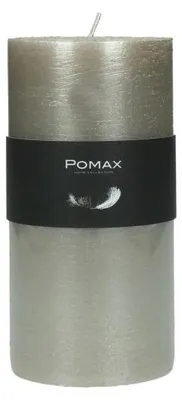 Image de Bougie Pomax, en cire de paraffine, argentée, diamètre 7 cm, hauteur 14 cm