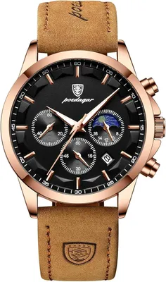 Produktbild von Herren Chronograph Quarzuhr mit Lederarmband, Leuchtzeiger, Datumsanzeige, 30M Wasserdicht, Business Sport Armbanduhr Elegant
