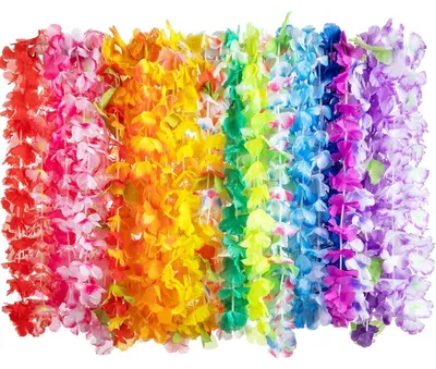 Produktbild von Hawaii Blumenketten 12 Stück Tropische Luau Halsketten Kunstseide 91,4 cm