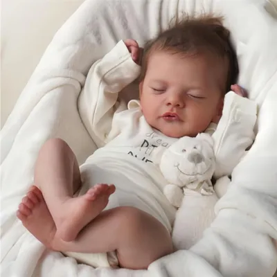 Reborn Babypuppe 55 cm, Junge, Silikon, handbemalt, beweglich