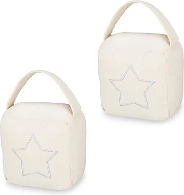 Produktbild von Famanu Türstopper Set von 2 - 13 x 13 x 85 cm - freistehend - Stoff & Sand beige/weiß