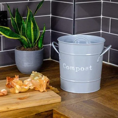 Produktbild von Kompostbehälter aus Stahl - Innerer Griff - 60L - Grau