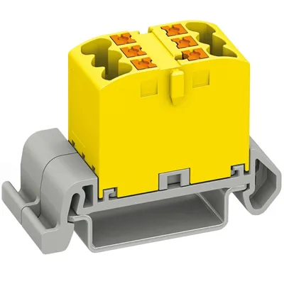 Produktbild von Verteilerblock Klemmen Verteilung Block Hutschiene für TH35 6x2,5 mit NS35A adapter Gelb