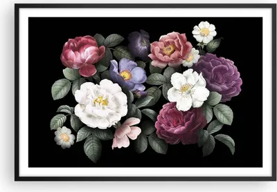 Produktbild von Gerahmtes Poster - Schwarzer Rahmen - Blumen Blumenstrauß Komposition - 91,5x61 cm - Wand Bild - Wanddeko - Wandbilder - Kunstposter - Wandposter - Bilderrahmen - Bilder - Kunstdruck - P2BAA91x61-5032