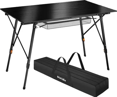 Produktbild von Tectake Campingtisch klappbar höhenverstellbar Aluminium schwarz Bastian 120x70,5x58-79 cm