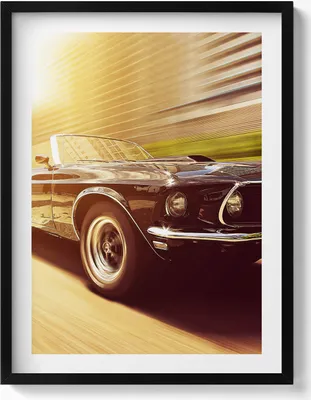 Produktbild von Oldtimer auf der Fahrt– Wandbild mit Rahmen – Gerahmtes Bild  – Wanddekoration – 60x80 cm –  Schwarz Rahmen