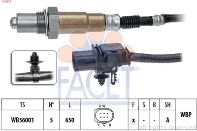 Produktbild von FACET 10.8414 Beheizt Planarsonde Breitband-Lambda-Sonde Lambdasonde für FORD Fiesta Mk6 Schrägheck (JA8, JR8) vor-Kat 650mm