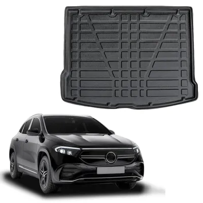 Image de Tapis De Coffre Sur Mesure Pour Mercedes EQA Depuis 2021, Noir, Antidérapant, Bord Haut, Toutes Saisons