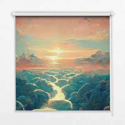 Produktbild von Seitenzug-Rollo Fensterrollo Jalousie - Lichtdurchlässig Springrollos - 150x180 cm - Sonnenuntergang