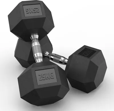 Produktbild von ATLETICA Hexagon Hantel | Paare | 2 x 25kg | PVC Bezug | Schutzummantelung | Langlebig | Geruchsarm