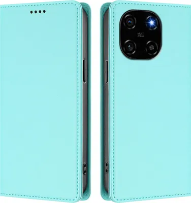 Produktbild von Handyhülle für Blackview Color 6, Kunstleder Klapphülle Stoßfeste Magnetische Hülle mit Ständer Türkis