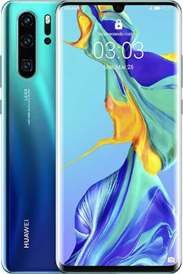 A Huawei P30 Pro smartphone displayed from the front and back.