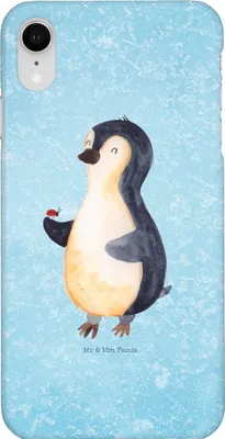 Produktbild von Mr. & Mrs. Panda Iphone XR Handyhülle Pinguin Marienkäfer - Eisblau - Geschenk, Premium Kunststoff, Handy Case, Glück, Liebe, Aufmerksam, Lebensfreude, Kleine Wunder