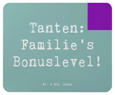 Produktbild von Mr. & Mrs. Panda Mauspad Spruch Tante Bonuslevel - Meeresbrise - Geschenk, Familienmitglieder, pc mousepad, emotional, mausteppich, Familie, Anekdoten, Geburtstage
