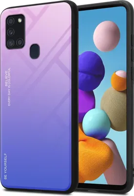 Produktbild von Cadorabo Hülle für Samsung Galaxy A21s Schutz Hülle in Schwarz Handyhülle TPU Etui Cover Case Tempered Glas