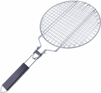 Produktbild von Outdoor Camping Grillkorb aus Edelstahl, Holzgriff, 28 x 28 x 2 CM, tragbar für BBQ und Camping