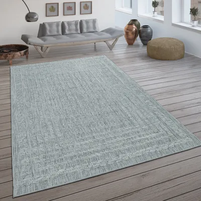 Produktbild von In- & Outdoor-Teppich, Flachgewebe Mit Skandi-Muster Und Sisal-Look In Hellgrau Grösse 80x150 cm